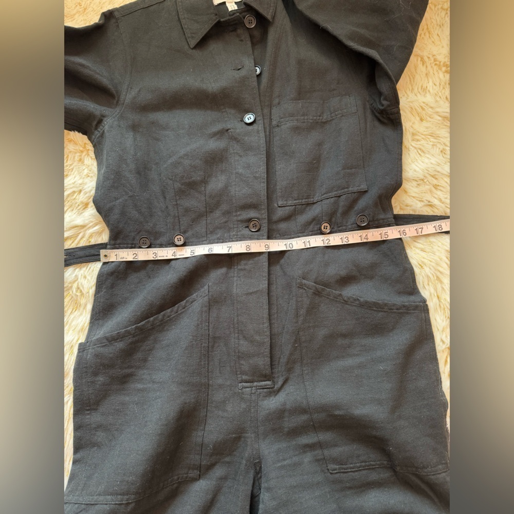 Apiece Apart Ares Cropped Button-Down Utility Jumpsuit in Black size 0 - Picture 6 of 8